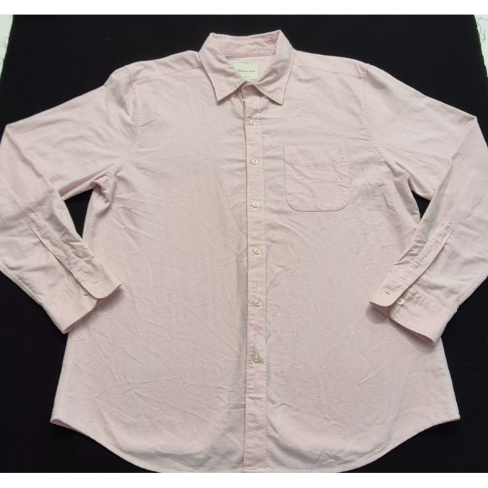 American Eagle Classic Fit Mens Sz L Pink Shirt Button Front Long Sleeve Pocket